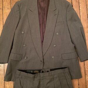 Prince of wales double breasted suit peak lapels
